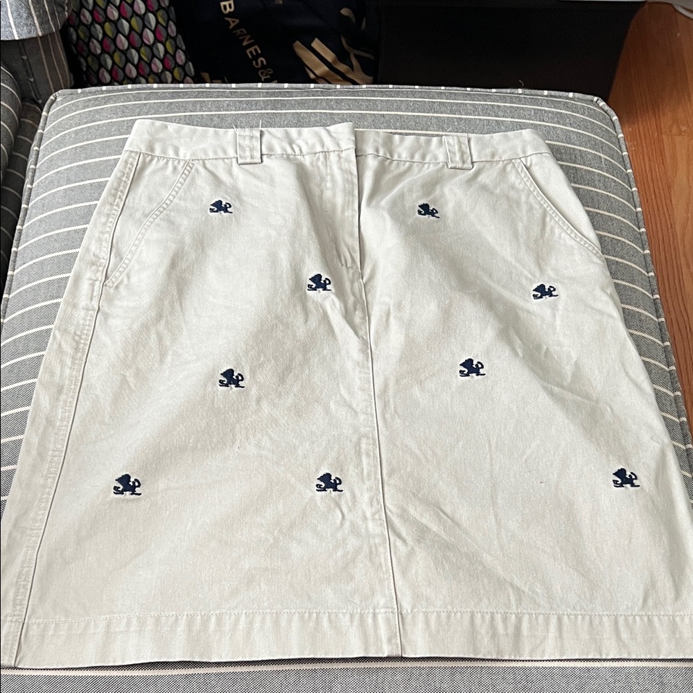 Notre Dame Leprechaun Beige Skirt with Navy Embroidery
